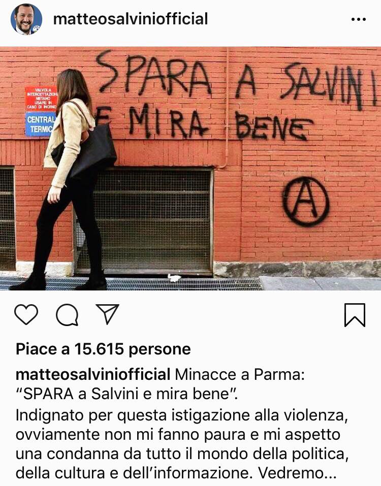 “Violenza a Salvini, Spara  e Mira&nbsp;bene”